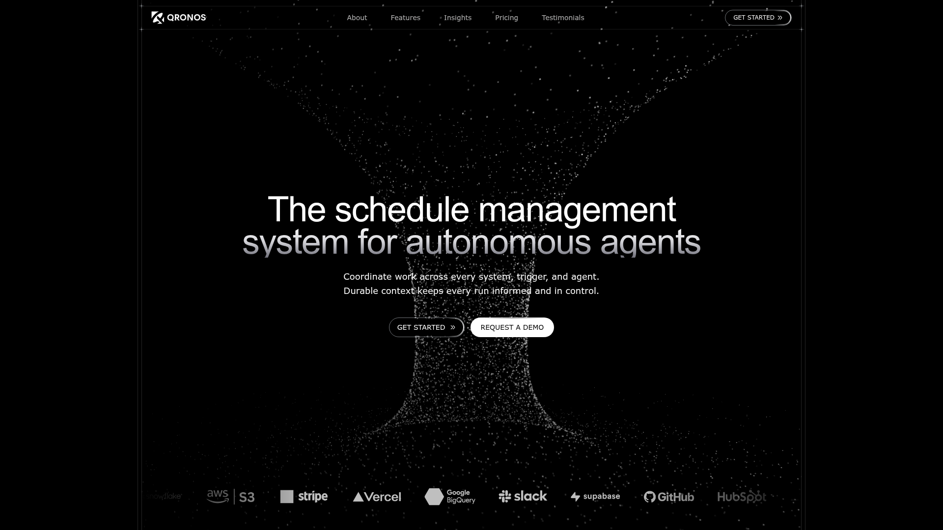 Screenshot of the live Qronos website reference