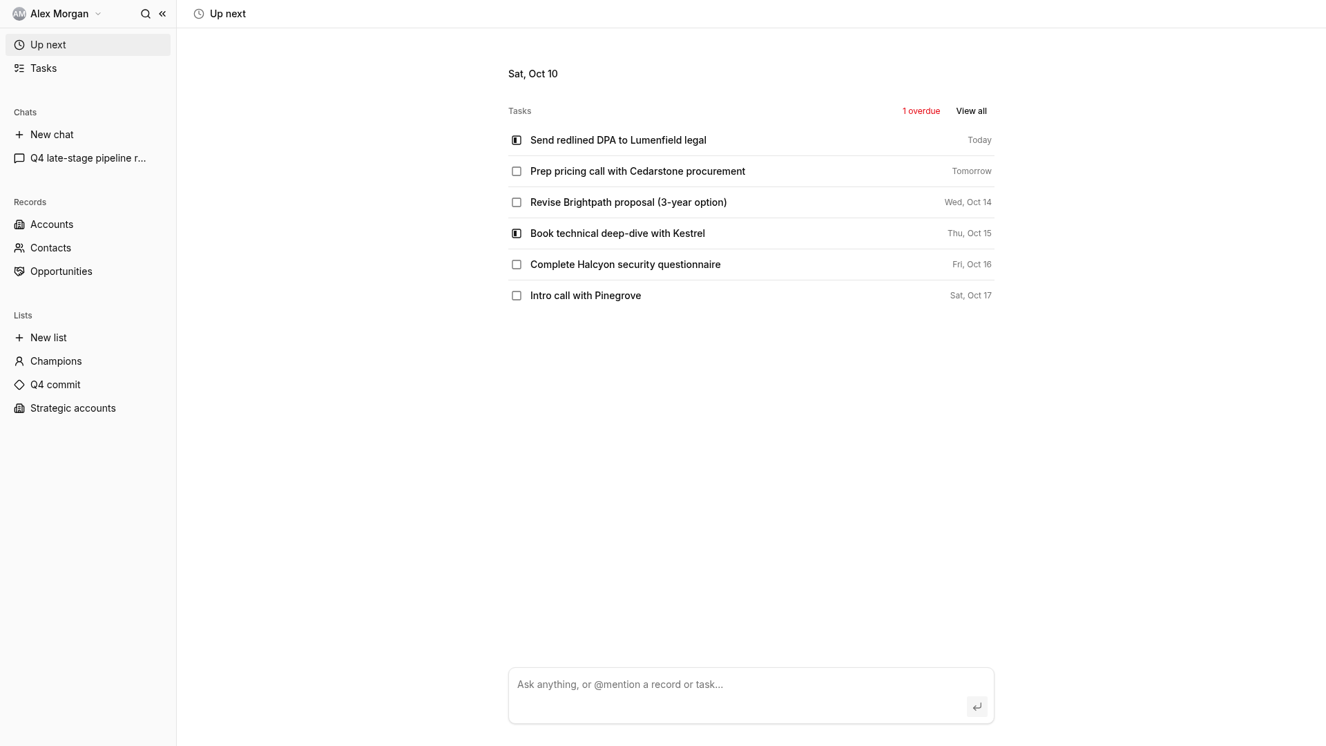 Screenshot of the live Up Next CRM website reference